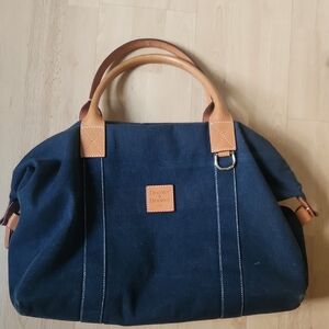 Dooney & Bourke Navy and Tan Duffel Bag